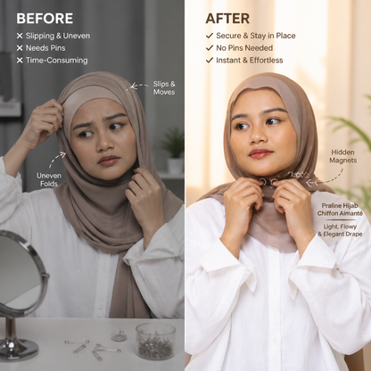 Praline Hijab Chiffon Aimanté